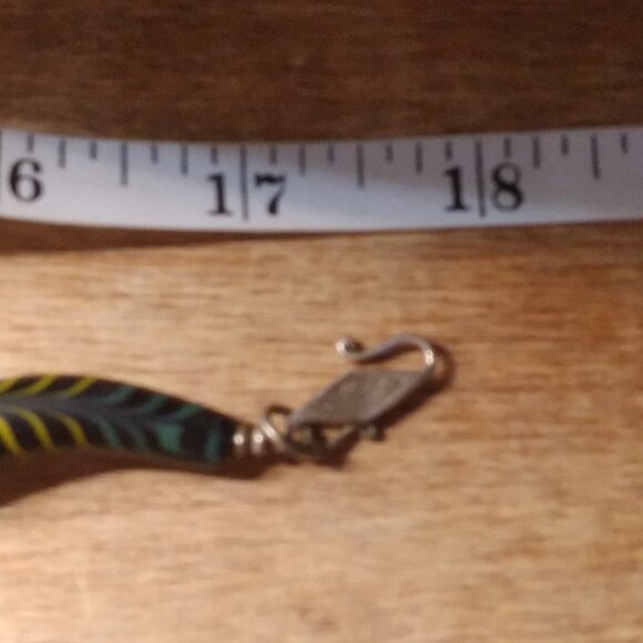 Sterling Silver Spacers beads & Clasp Striped Black Glass Beads 18''  Necklace - Picture 5 of 5